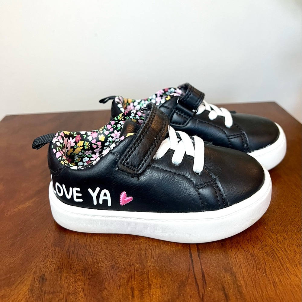 Carters Love Ya Black and Floral Shoes - Size 6C